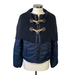 Anthropologie Daughters of the Liberation Small Navy Toggle Neck Puffer Jacket